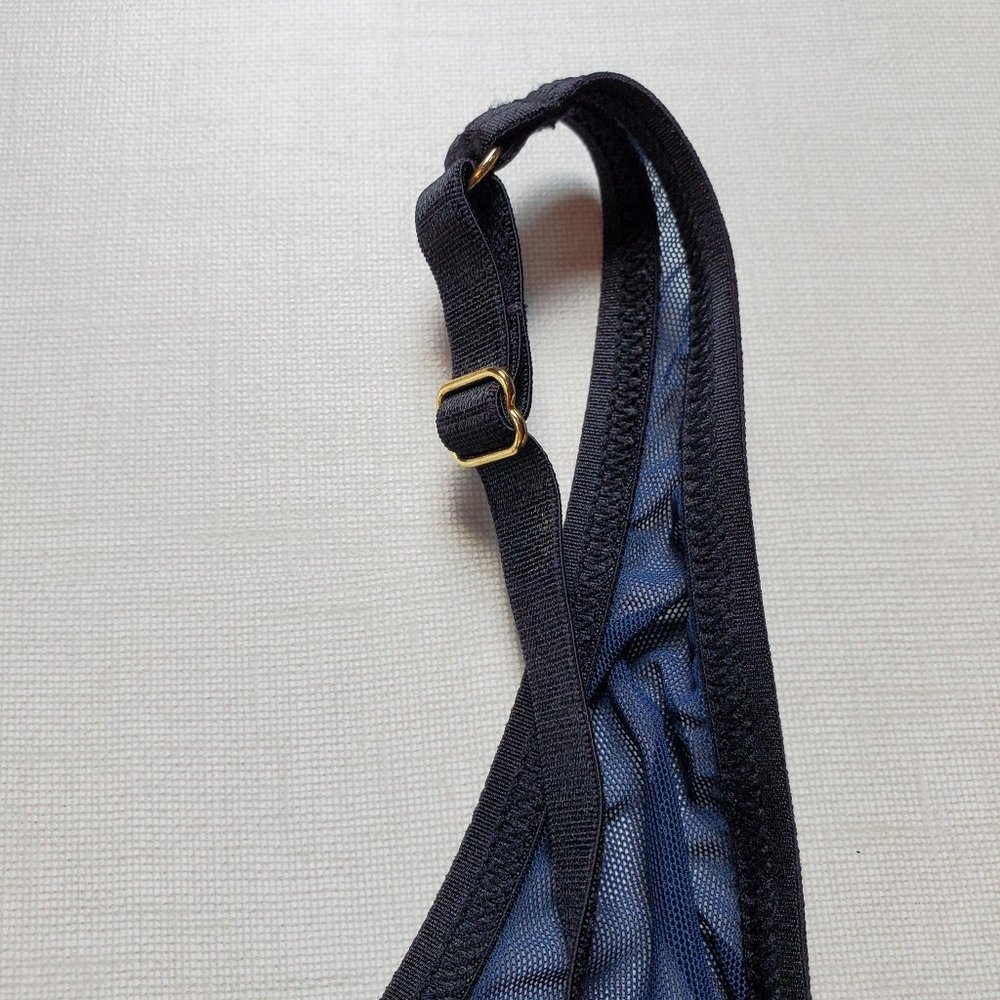 3/30$ 🍂 Blush Esprit Plunge Bra Blue Black Mesh - Picture 6 of 8